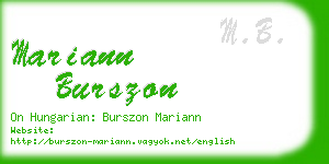 mariann burszon business card